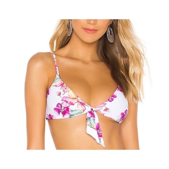 NWT PILYQ Wild Orchid Reversible Tie Bikini Top - Picture 1 of 3